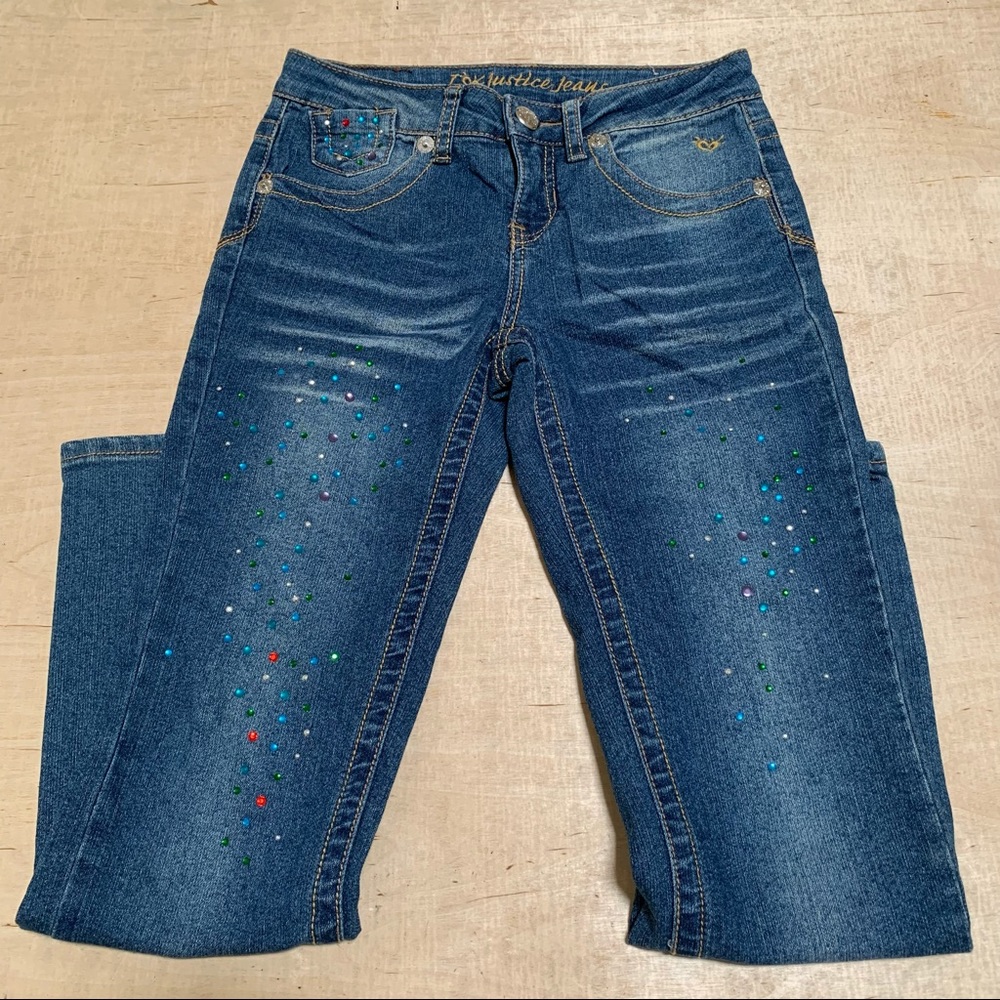 Justice Jeans With Colored Rhinestones